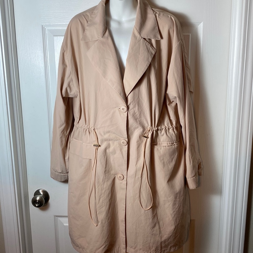 See U Soon Lapel Neck Drawstring Waist Trench Coat Size S/M Front pockets Anthro